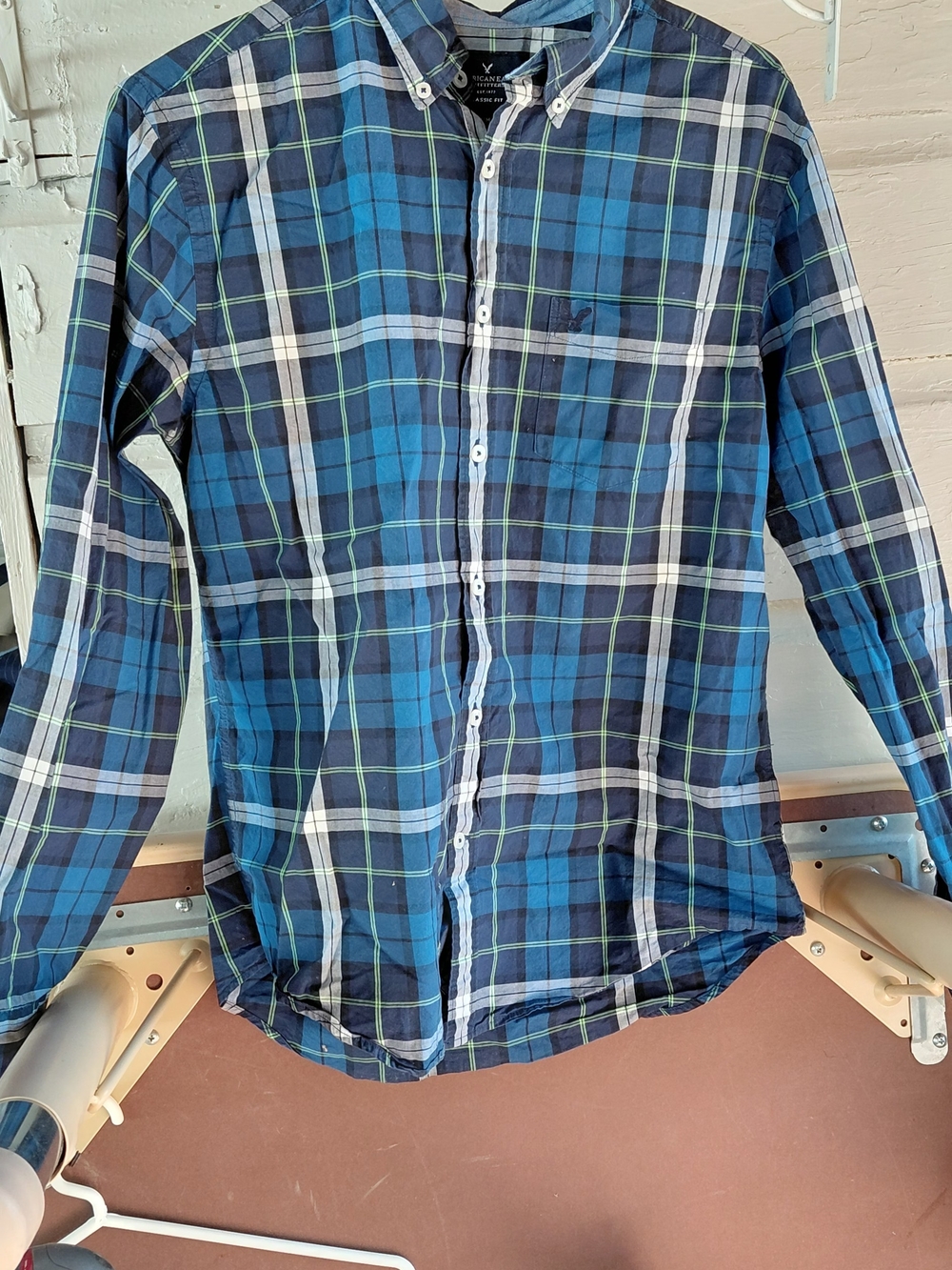 American Eagle Outfitters Blue Plaid Lightweight Shirt Jacket